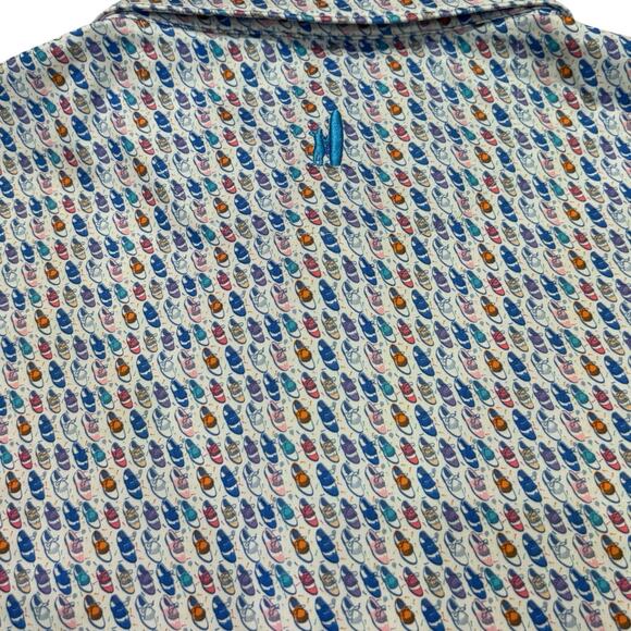 Johnnie O Polo Shirt Men's Large Foxtrot Golf Shoe Print Ohio Eagle C.C. Logo - Picture 4 of 9